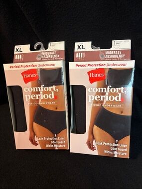 Hanes Comfort, Period® Menstrual Underwear- Black 2 pack